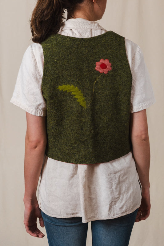 Pink Floral Wool Vest