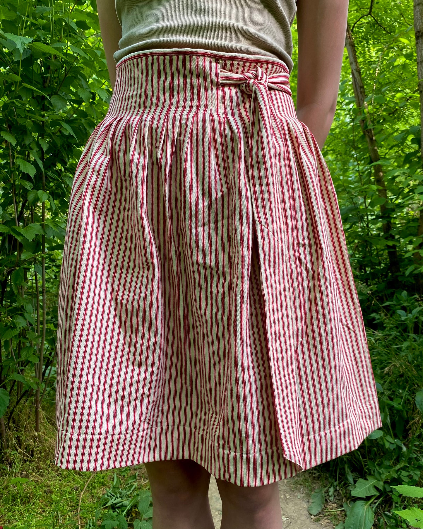 Red Stripe Wrap Skirt