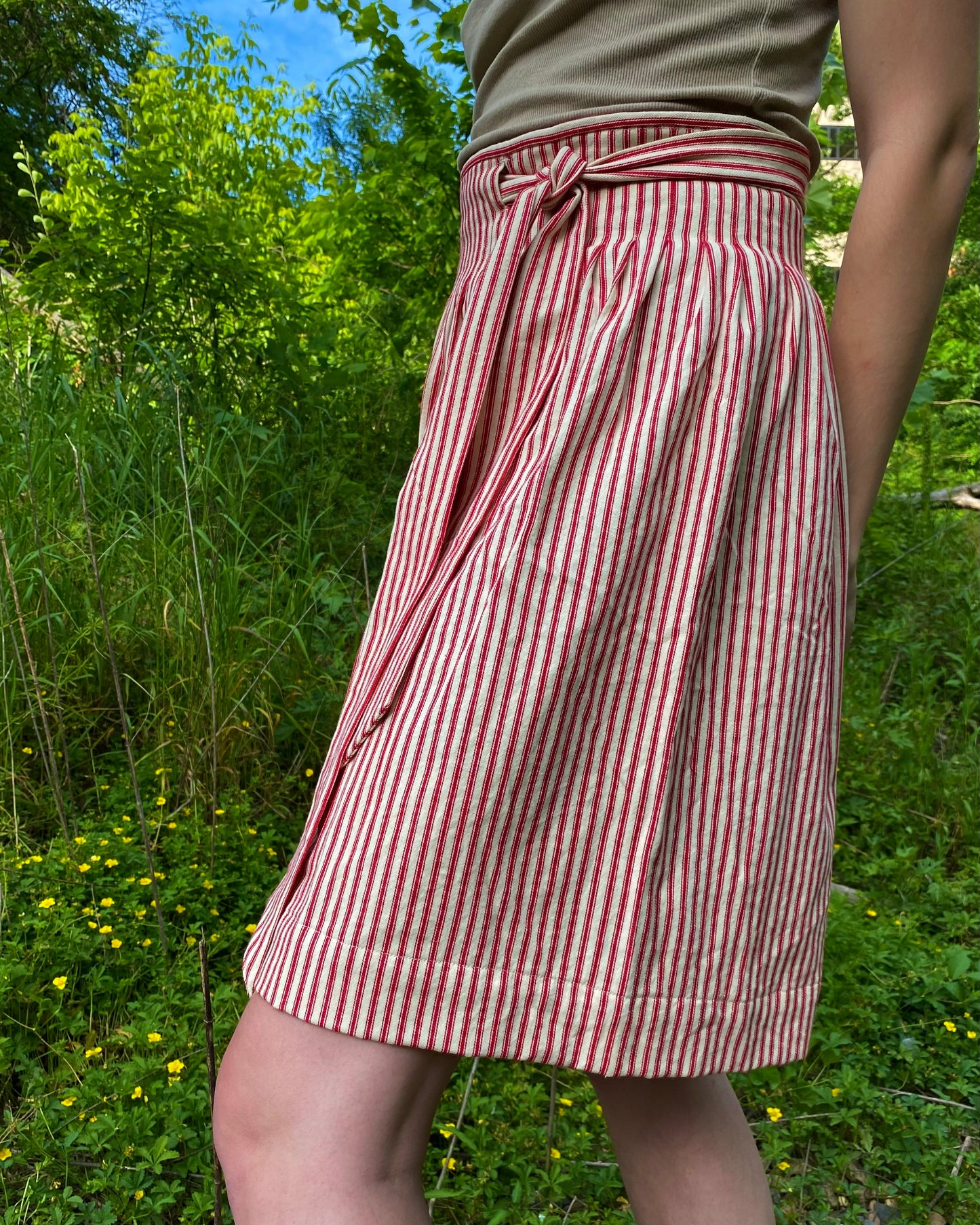 Red Stripe Wrap Skirt
