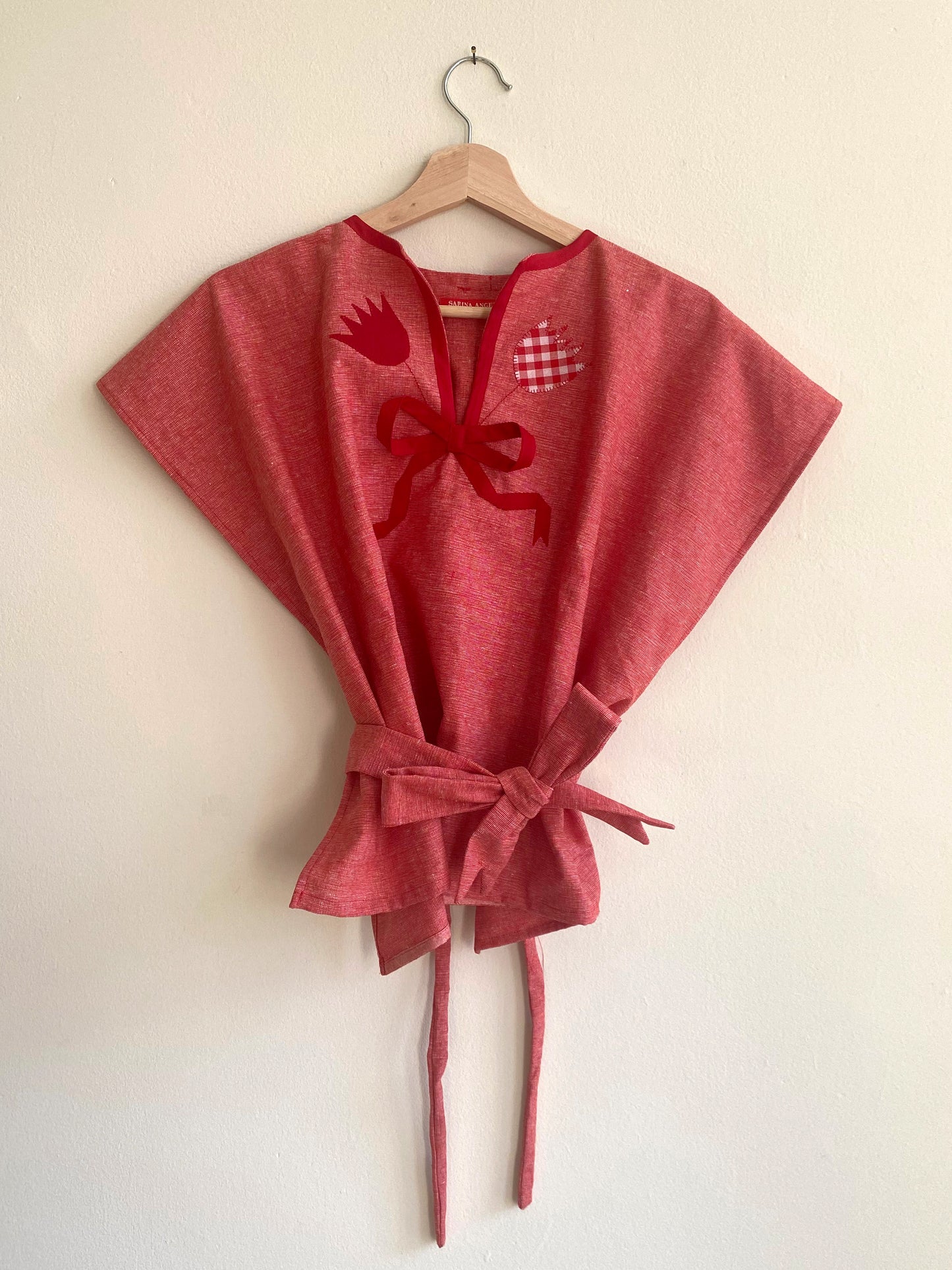 Red Bow Wrap Shirt