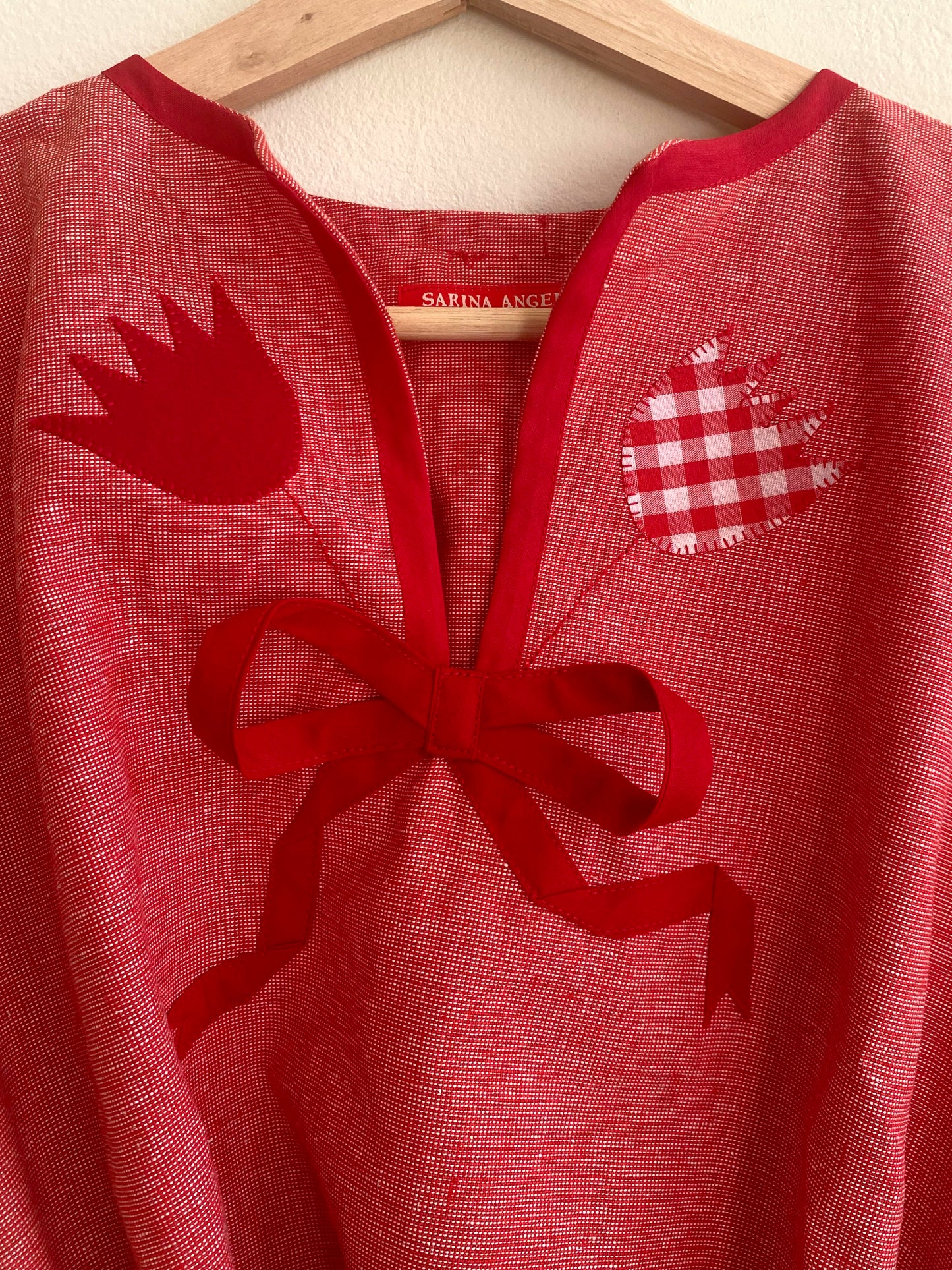 Red Bow Wrap Shirt